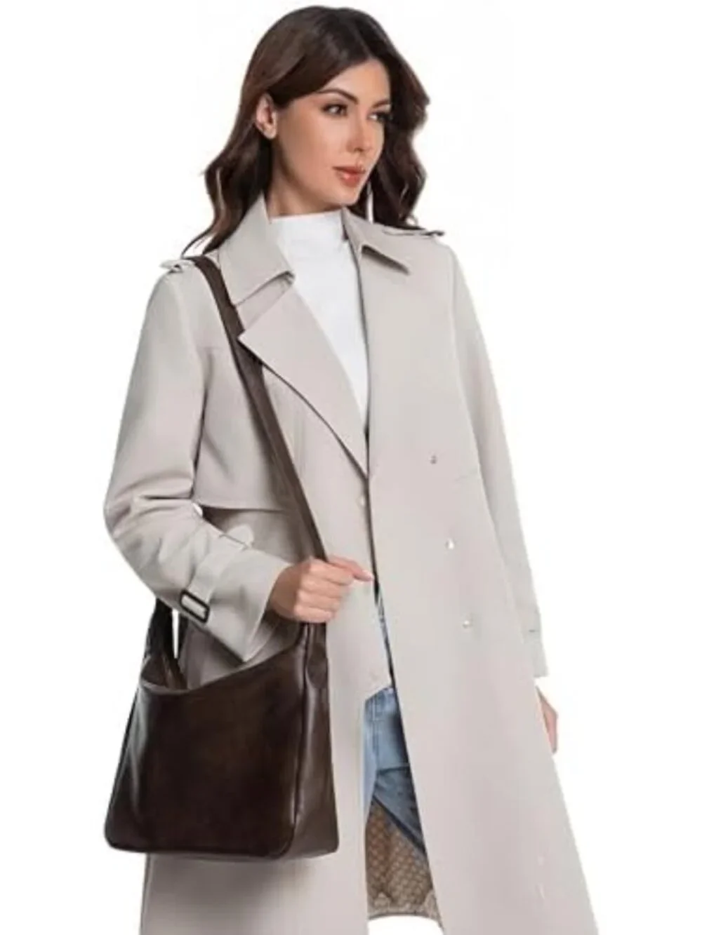 Soft Foldable Vegan Leather Crossbody Bag for Women - Slouchy Shoulder Purse